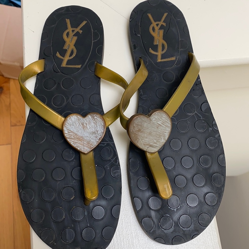 YSL rubber pool thong sandals size 39